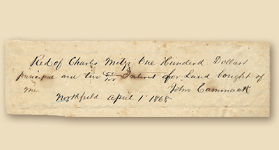 Land contract—For farmer Charles Metz, in 1866
