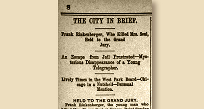 city newspaper reports on the killing of Mrs. Henry (Marguerite) Seul, a Northfield pioneer