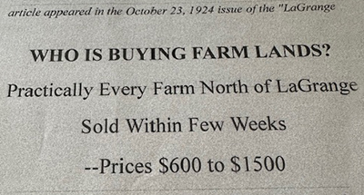 Top-Secret—The secrecy behind Insull’s land purchases, illustrated in this LaGrange Citizen headline in 1924, was also a hallmark of his entry into Northfield.