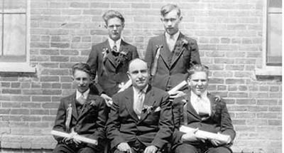 Brown School’s last graduating class in 1929, with new principal William Cray. He came to Northfield from the Northbrook schools, where he was principal, to head up the new Sunset Ridge School.