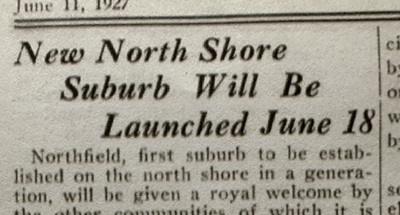 George F. Nixon’s 1927 announcement for a new “super suburb” he was developing in Northfield.
