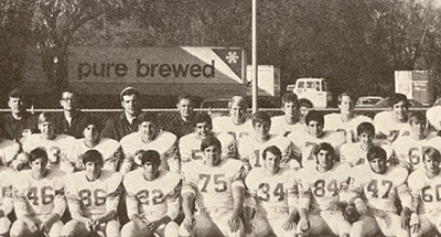 The tradition of booze and brews in Northfield extended into the 1970’s. Here, the Skokie Valley Beverage company—distributors of Old Style Beer—provided the perfect backdrop for the 1970 New Trier West football team. Skokie Valley Beverage was located where Raynor Garage Doors is today at 1653 Winnetka Ave., just  north of the school’s athletic fields, and it closed its doors in late 1970.