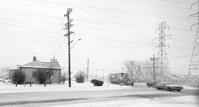 Downtown Northfield, looking west from Village Hall, in the early 1960’s.