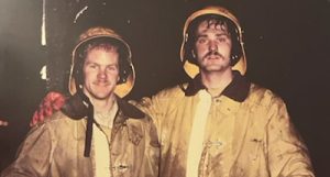 Village Trustee Charles Orth (right) and Ralph Ensign (left), were both raised in Northfield, and part of the firefighting squad that in 1981 battled a 2nd floor office fire on 540 Frontage Road.