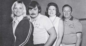 Jim Clarkson (far right) with his Sunset Ridge physical education team in 1975.